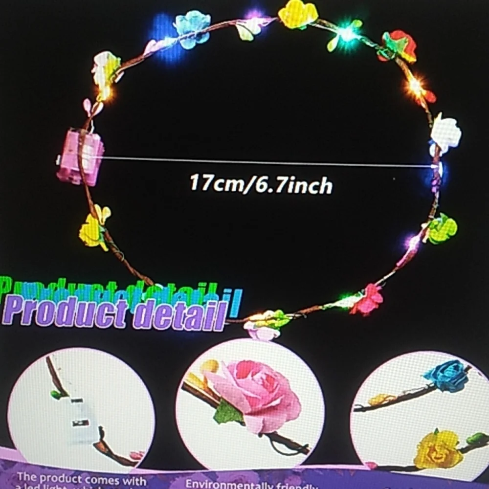 1 led Flower Headband, Light up Flower Crown Garland Headdress Floral
